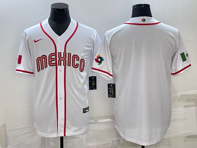 Men 2023 World Cub Mexico Blank White Nike MLB Jersey4